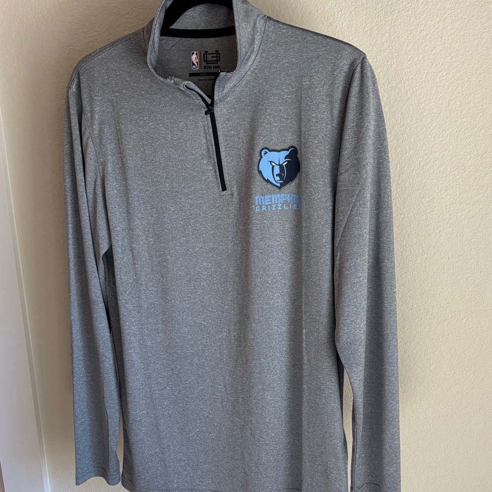 NBA Gray Long Sleeve 1/4 Zip Pullover Men’s S Memphis Grizzlies